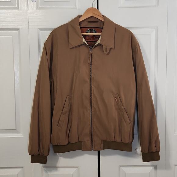 Vintage Weatherproof Men's Camel Colored Bomber Dress Coat Jacket Size XL Zip - Picture 1 of 14